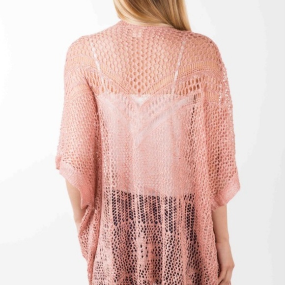 CROCHET KNIT KIMONO STYLE CARDIGAN (ONE SIZE) - Picture 2 of 3